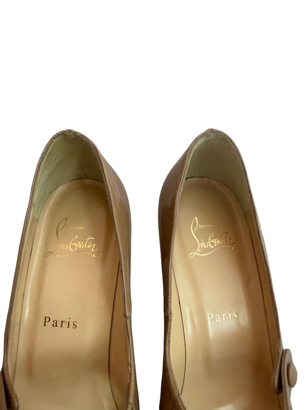 Christian Louboutin Charleen Patent Leather Mary Jane Pumps Nude 100mm Size 39 - Picture 5 of 16